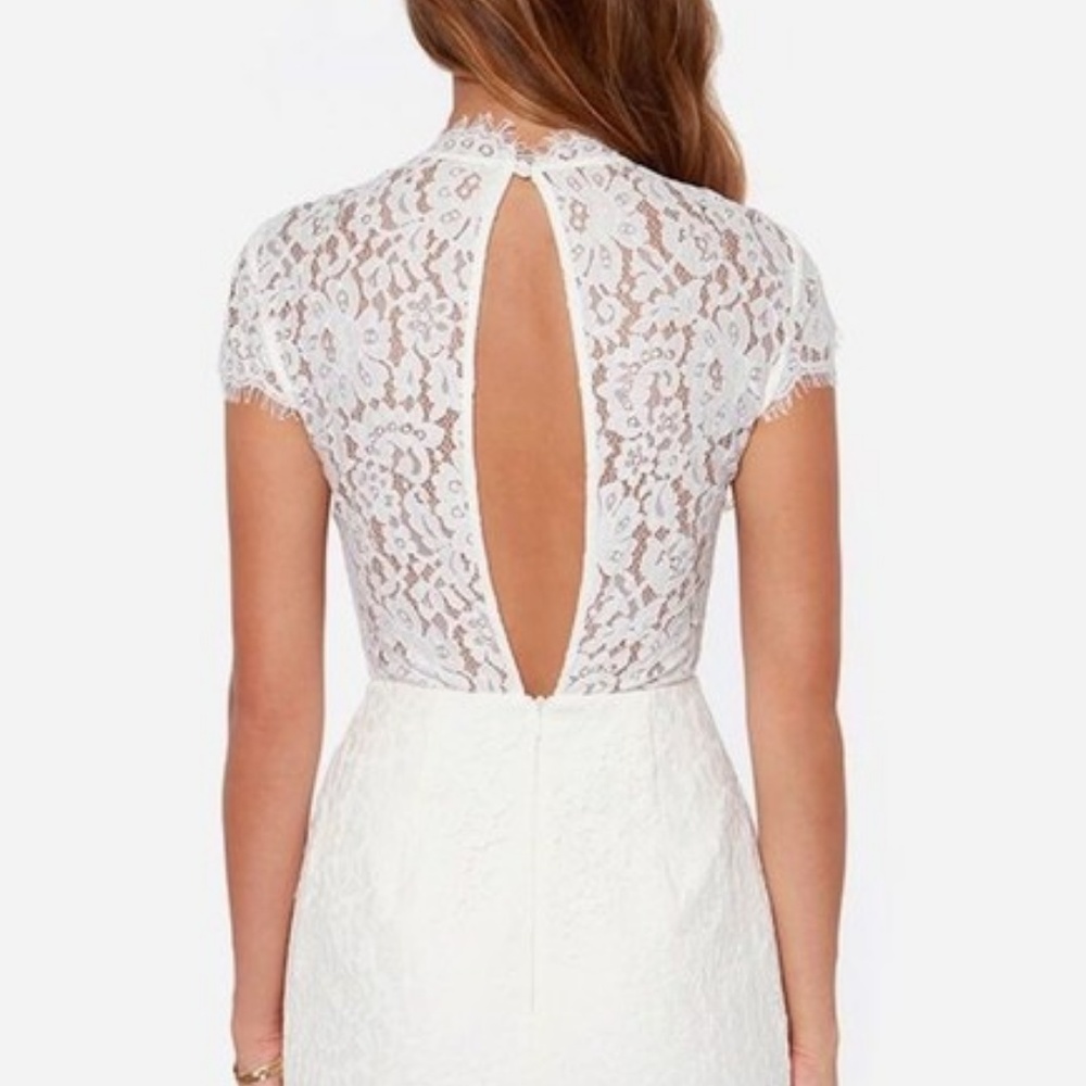 Keepsake the Label Ivory High Neck Lace Dress NWT